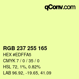 Farbcode: RGB 237 255 165 | qconv.com