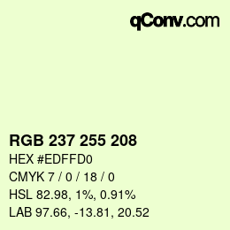 Color code: RGB 237 255 208 | qconv.com
