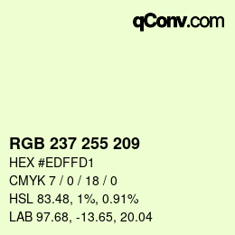 Color code: RGB 237 255 209 | qconv.com