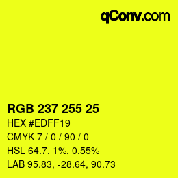 Color code: RGB 237 255 25 | qconv.com