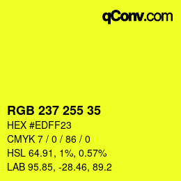 Color code: RGB 237 255 35 | qconv.com