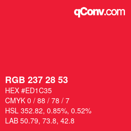 Farbcode: RGB 237 28 53 | qconv.com