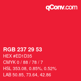 Código de color: RGB 237 29 53 | qconv.com