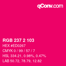 颜色代码: RGB 237 2 103 | qconv.com