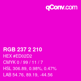 颜色代码: RGB 237 2 210 | qconv.com