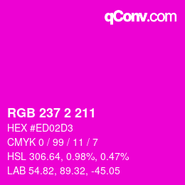 カラーコード: RGB 237 2 211 | qconv.com