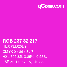 Color code: RGB 237 32 217 | qconv.com