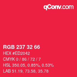 カラーコード: RGB 237 32 66 | qconv.com