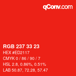 Color code: RGB 237 33 23 | qconv.com