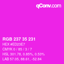 颜色代码: RGB 237 35 231 | qconv.com