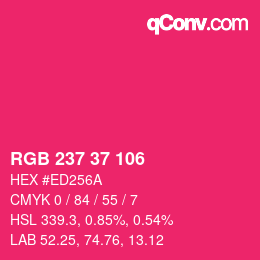 Color code: RGB 237 37 106 | qconv.com