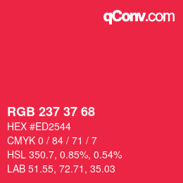 Color code: RGB 237 37 68 | qconv.com