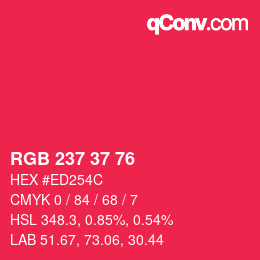 Color code: RGB 237 37 76 | qconv.com