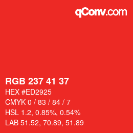 Color code: RGB 237 41 37 | qconv.com