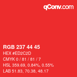 颜色代码: RGB 237 44 45 | qconv.com