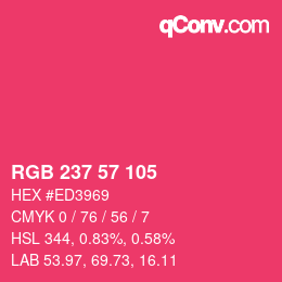 Color code: RGB 237 57 105 | qconv.com