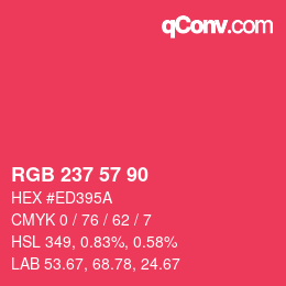 Color code: RGB 237 57 90 | qconv.com
