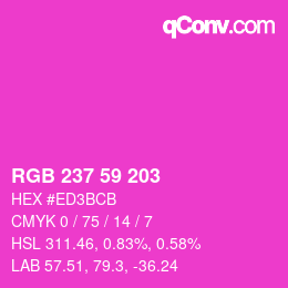 颜色代码: RGB 237 59 203 | qconv.com