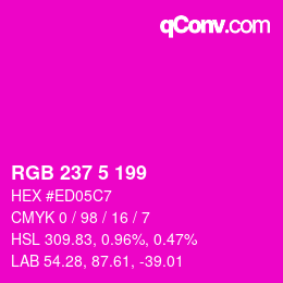 Color code: RGB 237 5 199 | qconv.com