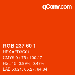 カラーコード: RGB 237 60 1 | qconv.com