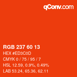 颜色代码: RGB 237 60 13 | qconv.com