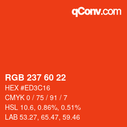 カラーコード: RGB 237 60 22 | qconv.com