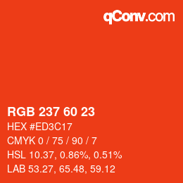 カラーコード: RGB 237 60 23 | qconv.com