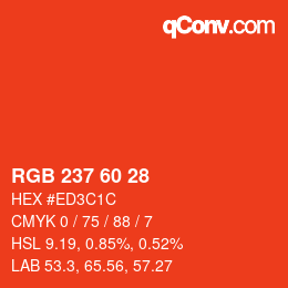 Farbcode: RGB 237 60 28 | qconv.com