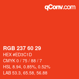 颜色代码: RGB 237 60 29 | qconv.com