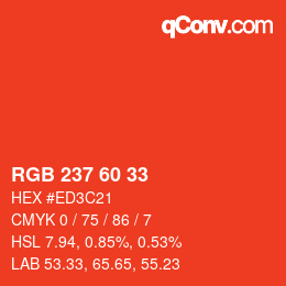 カラーコード: RGB 237 60 33 | qconv.com