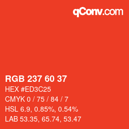 カラーコード: RGB 237 60 37 | qconv.com