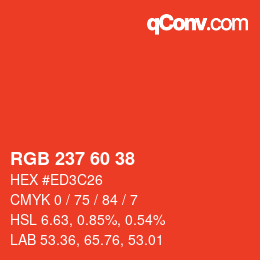 颜色代码: RGB 237 60 38 | qconv.com