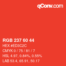 颜色代码: RGB 237 60 44 | qconv.com