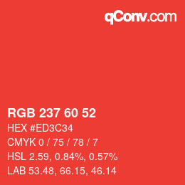 カラーコード: RGB 237 60 52 | qconv.com