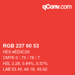 カラーコード: RGB 237 60 53 | qconv.com