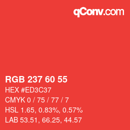 カラーコード: RGB 237 60 55 | qconv.com