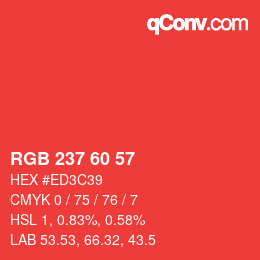 カラーコード: RGB 237 60 57 | qconv.com
