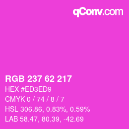 Color code: RGB 237 62 217 | qconv.com