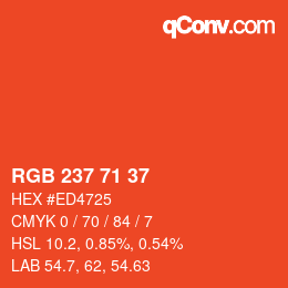 カラーコード: RGB 237 71 37 | qconv.com
