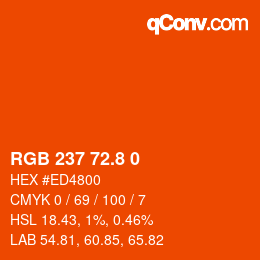 カラーコード: RGB 237 72.8 0 | qconv.com