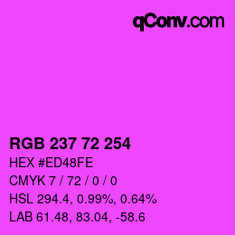 颜色代码: RGB 237 72 254 | qconv.com
