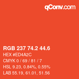 カラーコード: RGB 237 74.2 44.6 | qconv.com