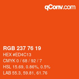 颜色代码: RGB 237 76 19 | qconv.com