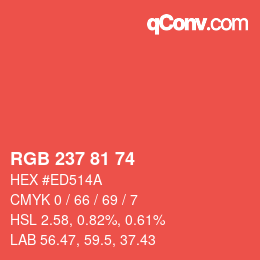 カラーコード: RGB 237 81 74 | qconv.com