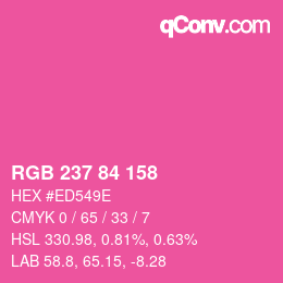 颜色代码: RGB 237 84 158 | qconv.com