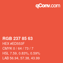 Color code: RGB 237 85 63 | qconv.com