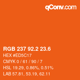 カラーコード: RGB 237 92.2 23.6 | qconv.com