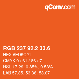 カラーコード: RGB 237 92.2 33.6 | qconv.com
