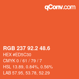 カラーコード: RGB 237 92.2 48.6 | qconv.com