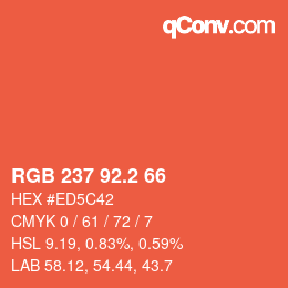 カラーコード: RGB 237 92.2 66 | qconv.com